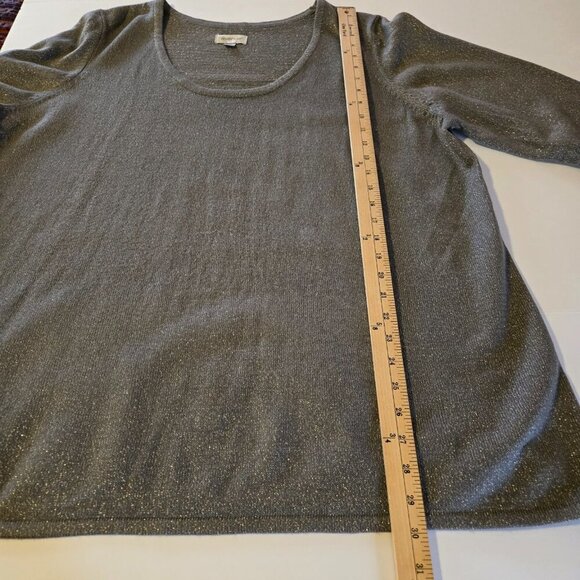 Avenue Gray Grey Long Sleeve Scoop Neck Metallic Sweater Plus Sz 22/24 - Picture 6 of 14